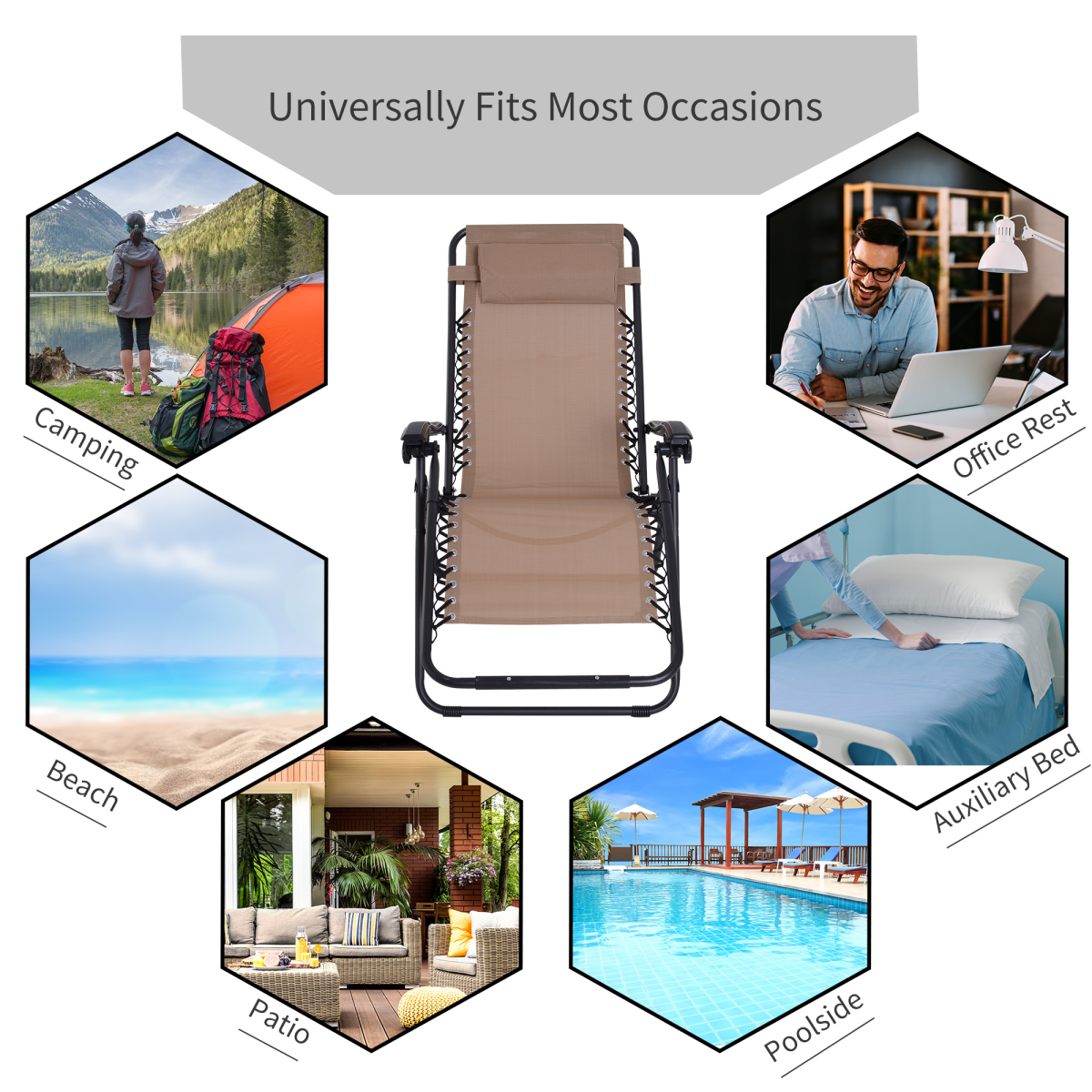 Zero Gravity Chair Adjustable Patio Lounge Chair Recling Seat