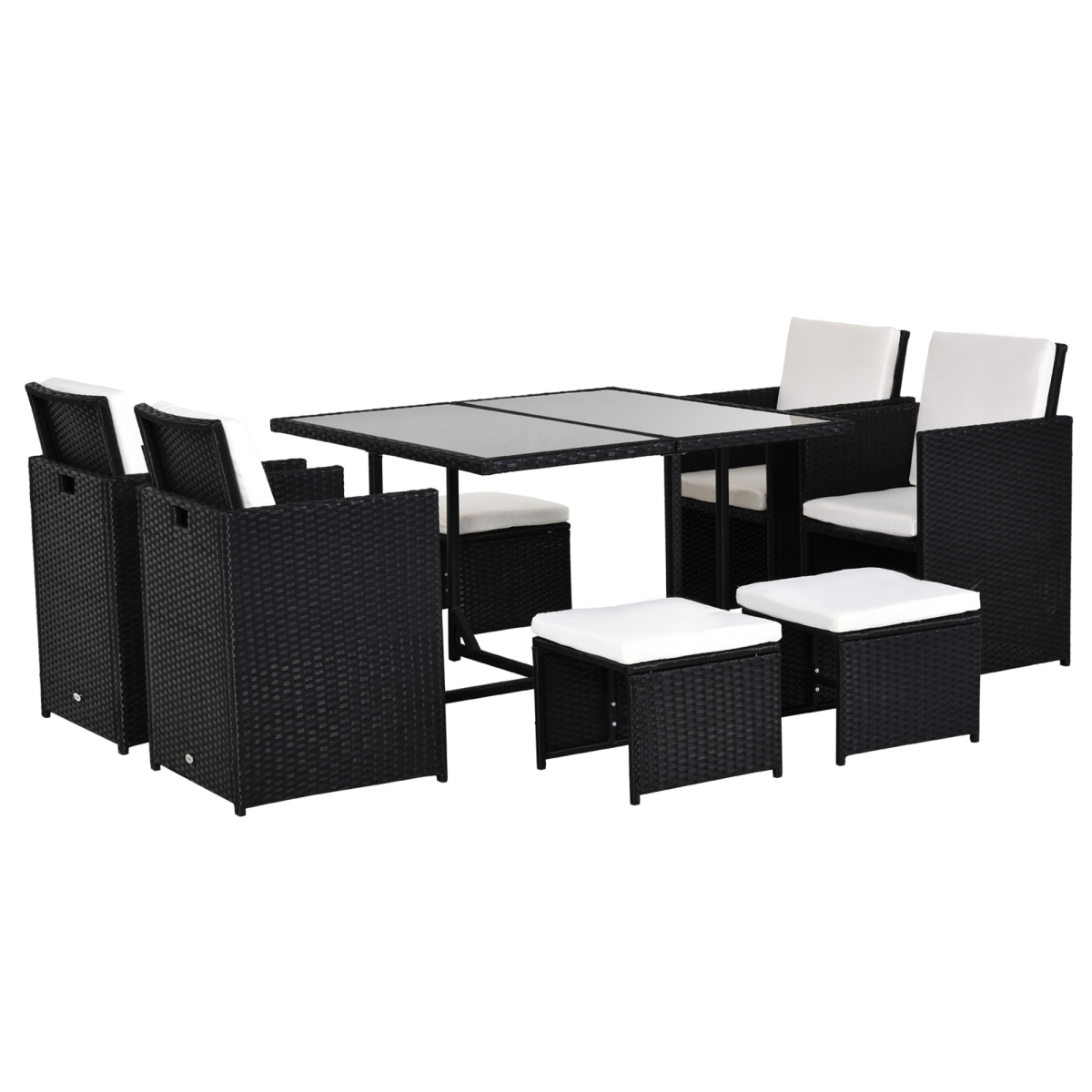 9PC Rattan Garden Furniture Outdoor Patio Dining Table Set Wicker 8 Seater Stool