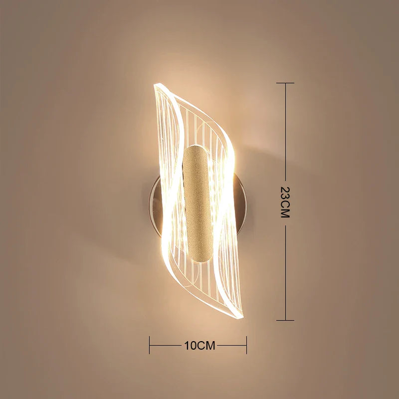 LED Wall Sconce Light Acrylic Bedside Wall Lamp 3-color light