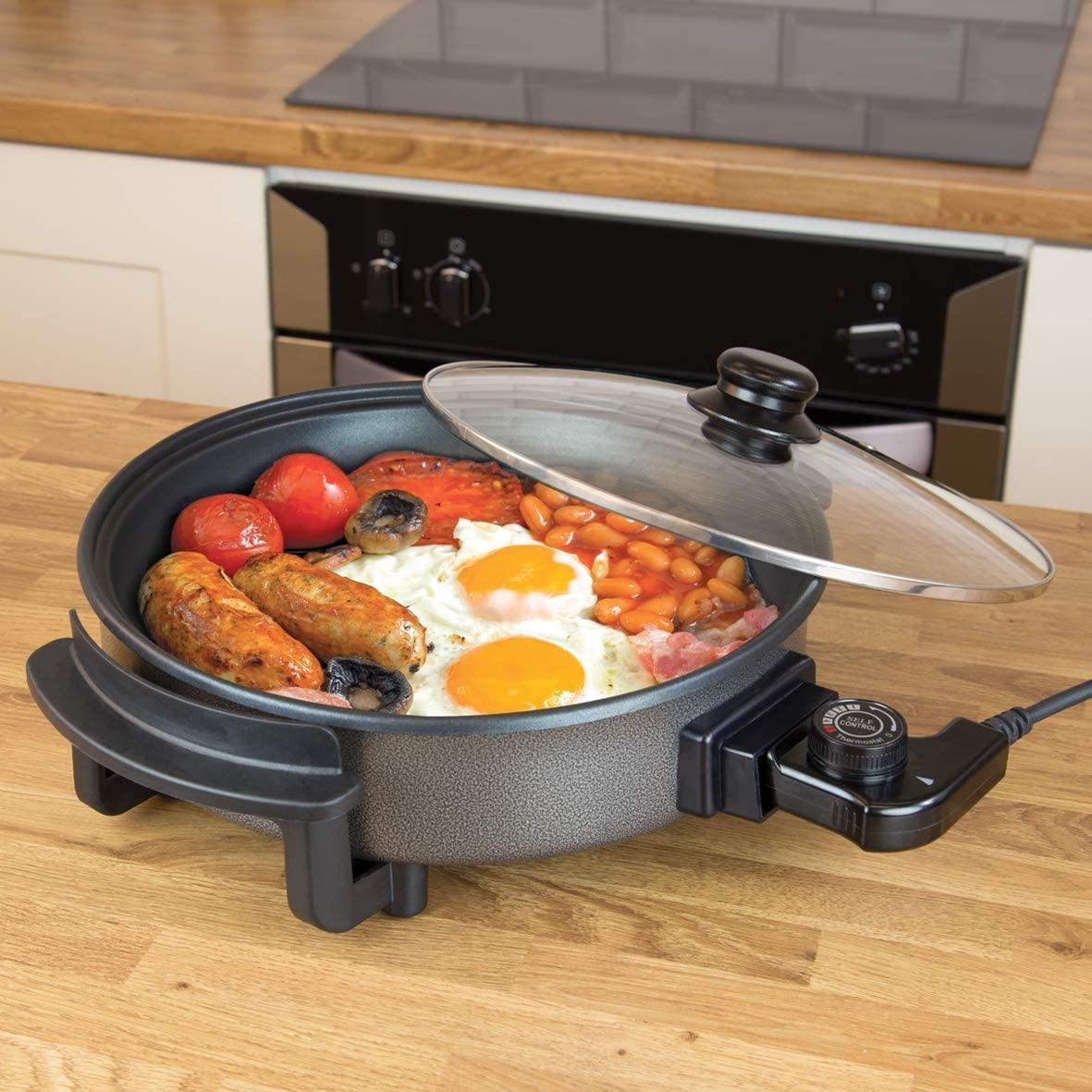 Quest 30cm Multi-Function Electric Cooker Pan with Lid, 1500 W- 35410
