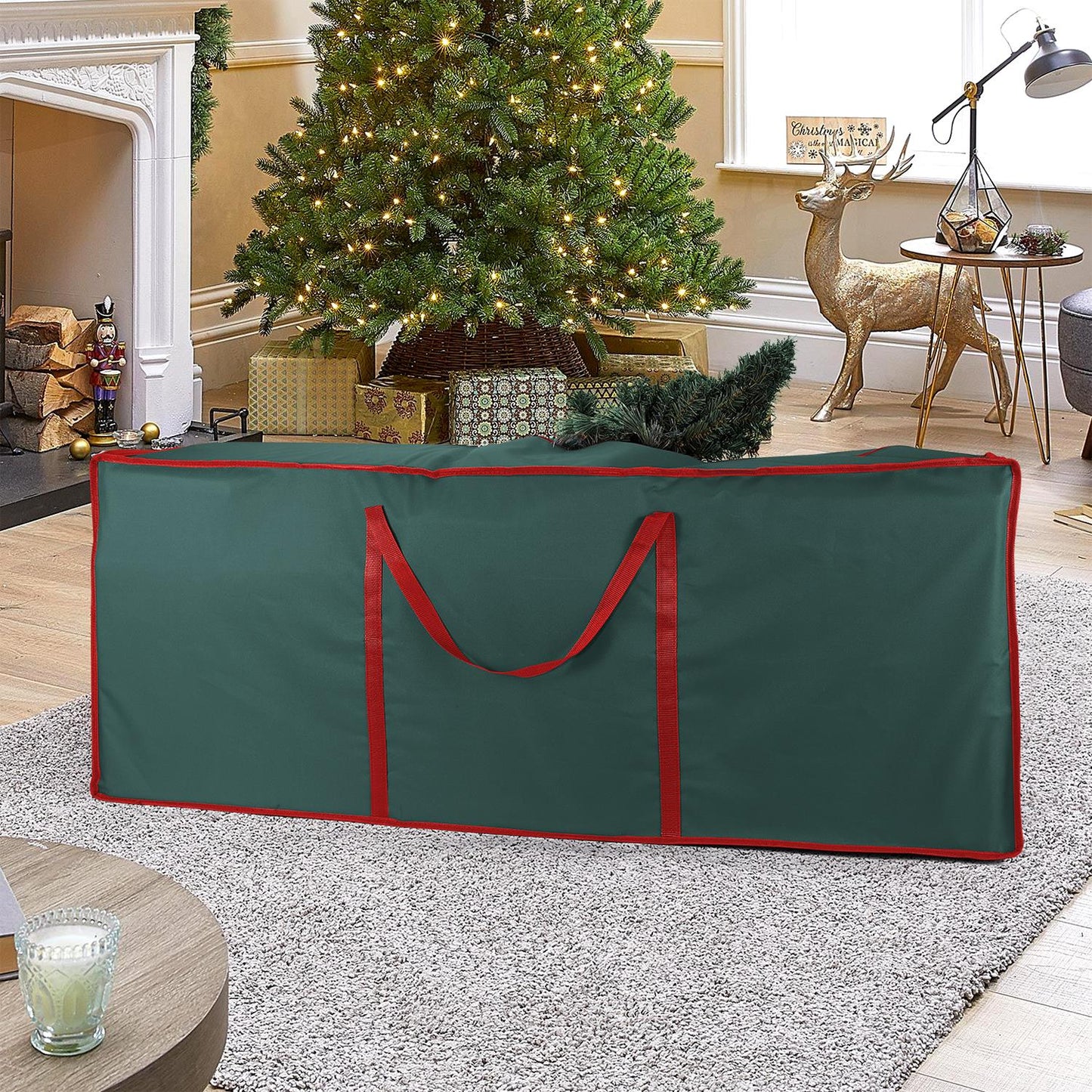 VINSANI XMAS GREEN FABRIC STORAGE BAG 1010038