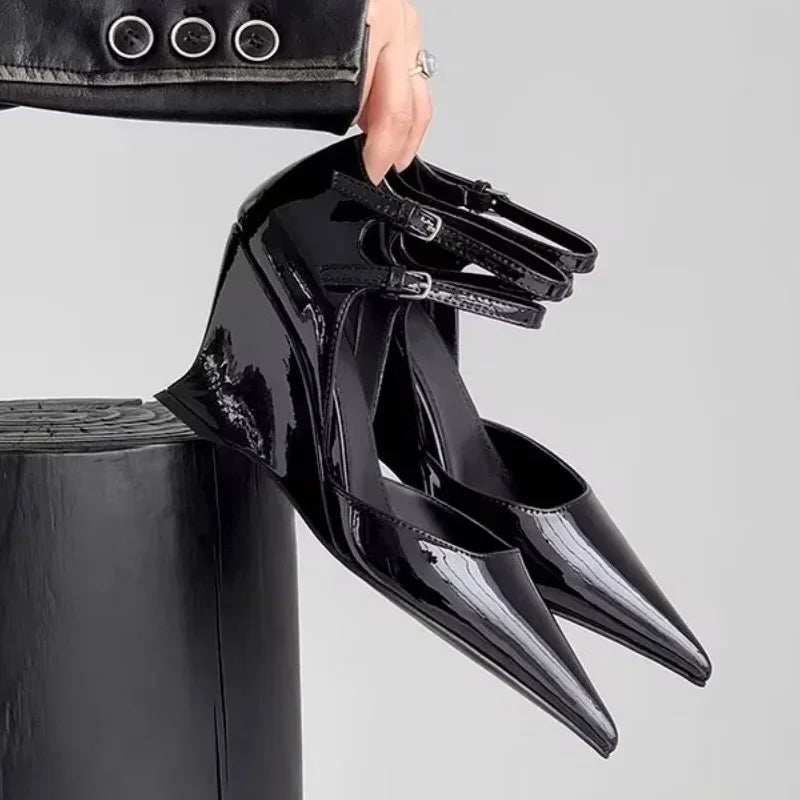 High Heels Women Pointed Toe Shoes Wedges Fashion Sexy Shallow Shoes Woman New 2025 Trend Spring Designer Elegant Sandals Mujer