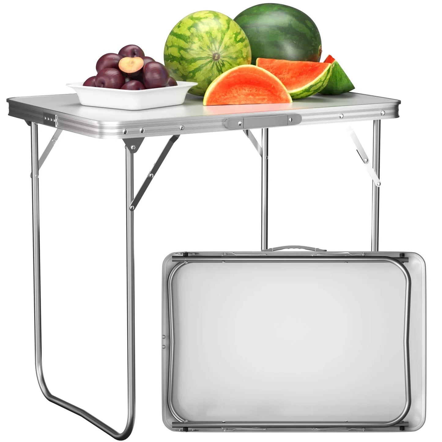 EFAN Folding Table 6FT/80CM Portable Aluminium Party Kitchen BBQ Trestle Outdoor Tool for Camping Picnic Garden Study Writing