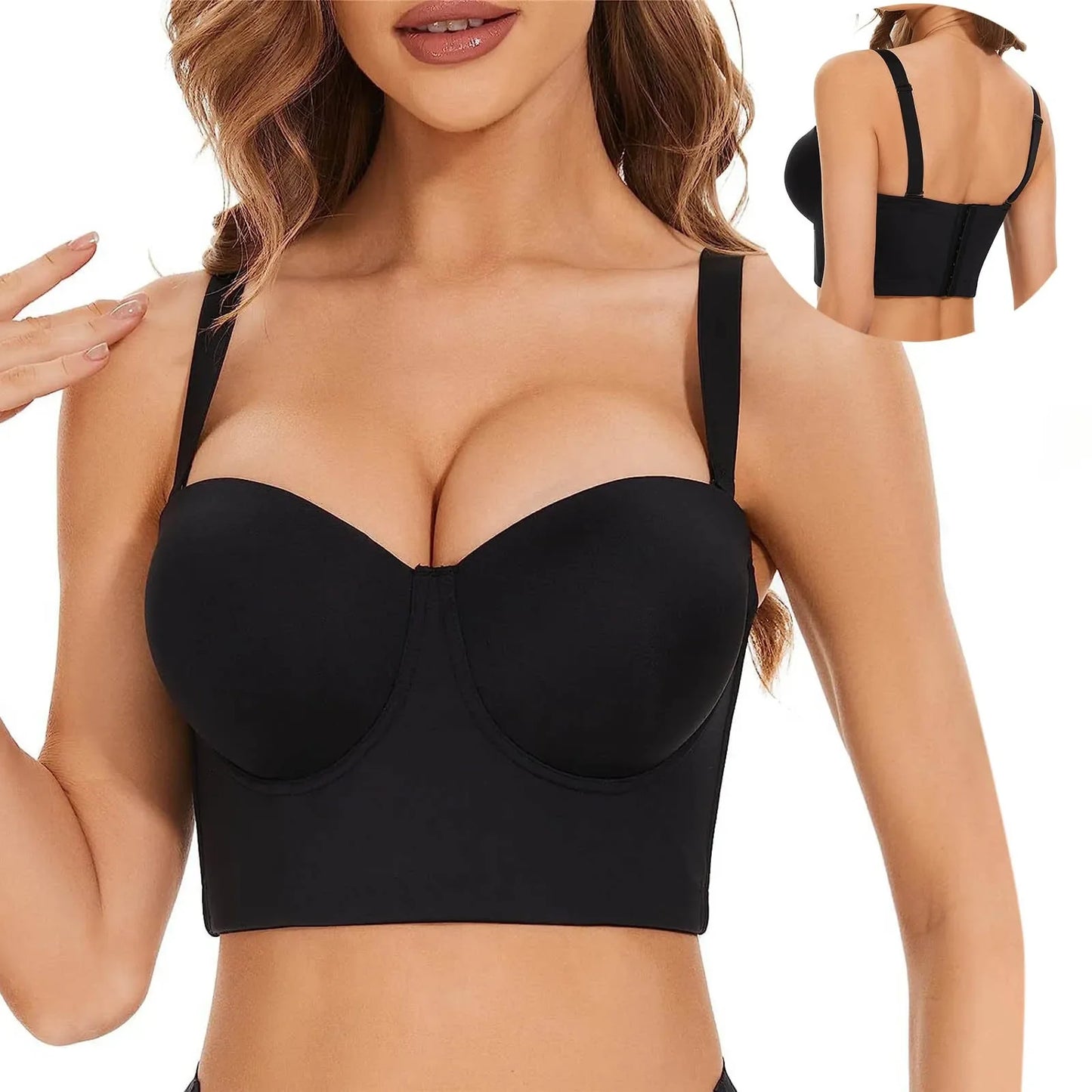 Anti Sagging Bralette Bras For Girls Women Low Back Slip Strapless Bra Longline Way Push Up Bra Open Back Wedding Underwear 섹시