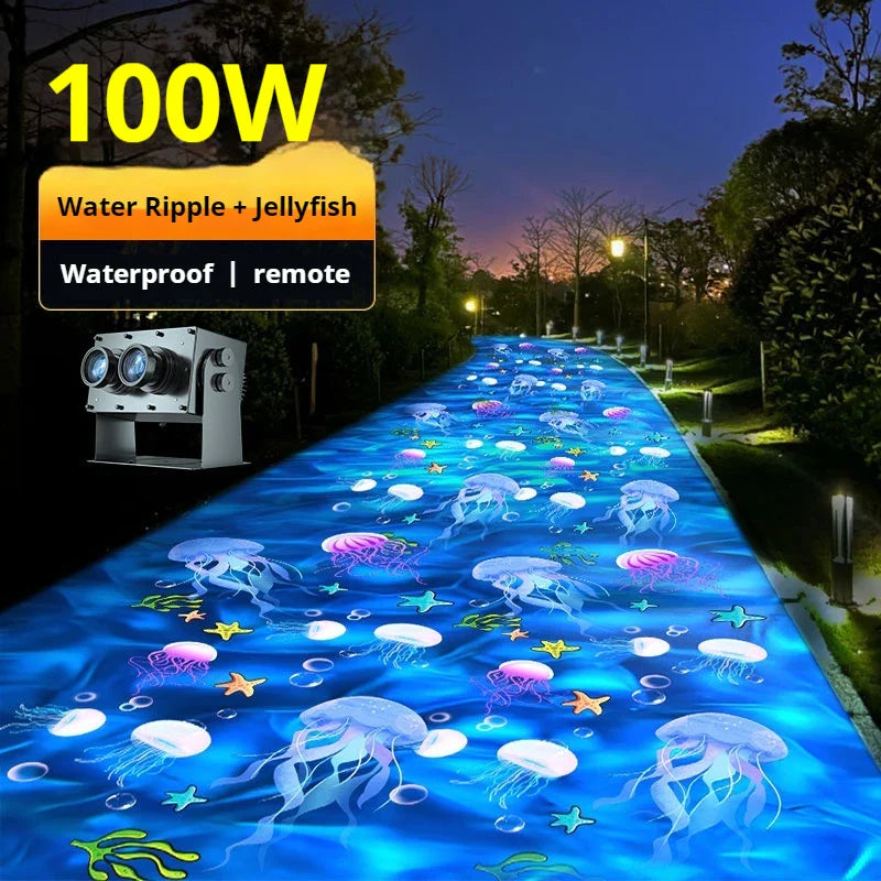 Projection spotlight of the Ocean World with dynamic water ripple jellyfish