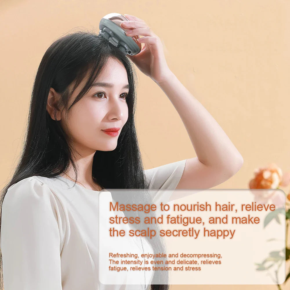Electric Scalp Massager Hair Growth Portable Rechargeable Head Massage Stress Relax Waterproof Handheld Hair Scratcher Silicone