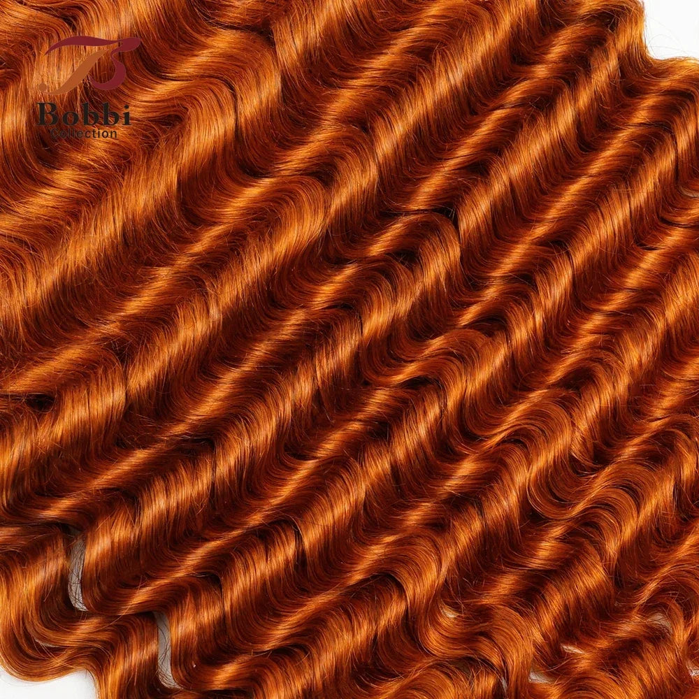 #350 Orange Color 100% Human Hair Bulk for Braiding 16-24 inch Deep Wave Jerry Curly Boho Braids Hair Bulk Extension Bobbi Hair