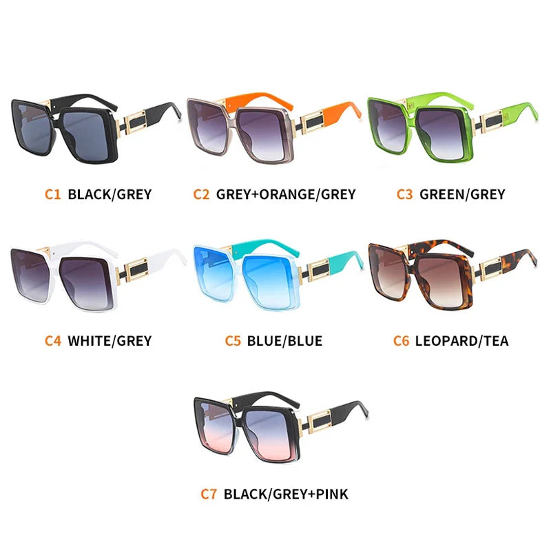 Fashion Brand Square Sunglasses For Woman Luxury Oversized Gradient Shades Sun Glasses Female Elegant Green Big Frame Eyewear
