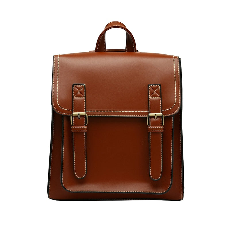 Vintage Backpack Female Pu Leather Bag Backpack Fashion School Bag