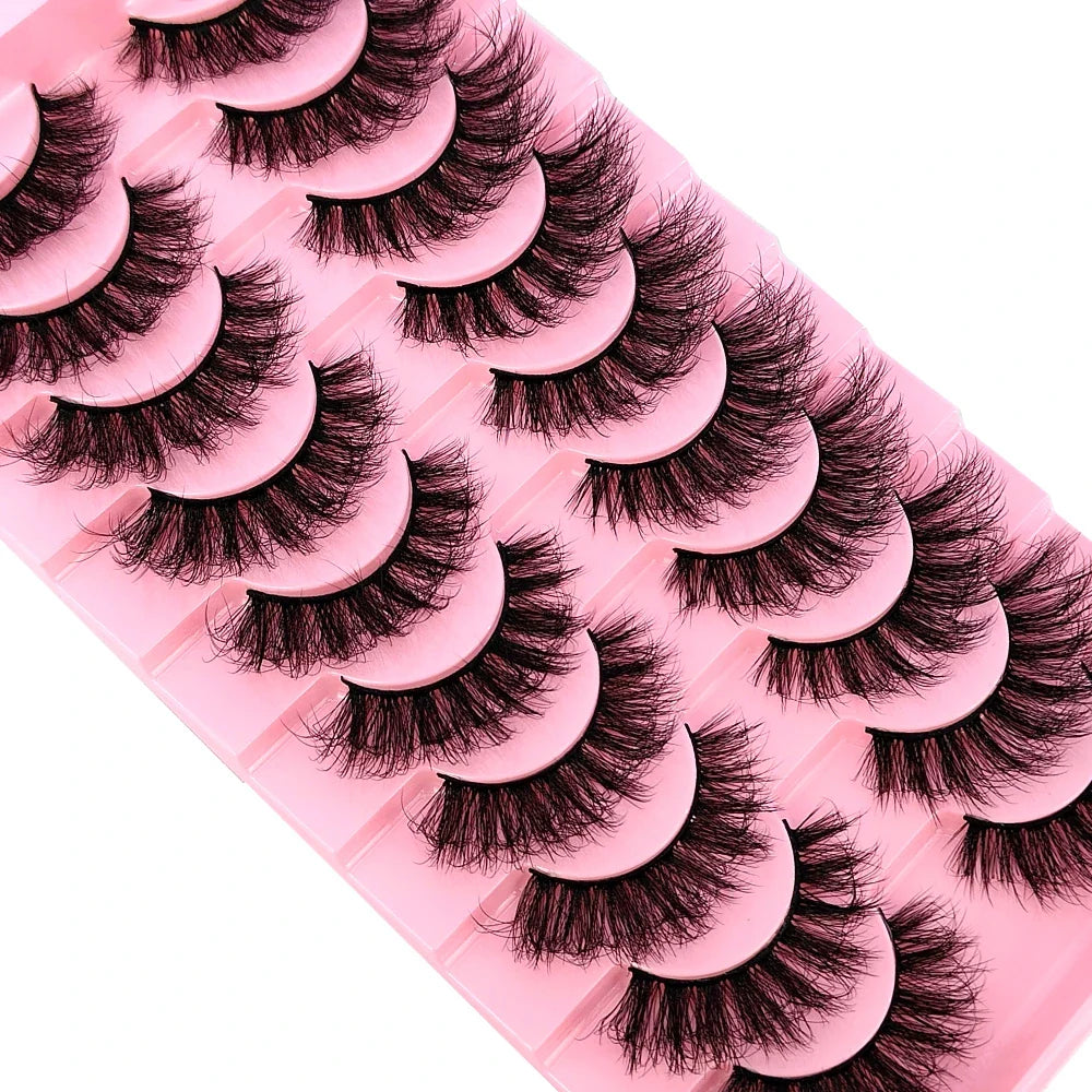 New 10 Pairs 3D Faux Mink Lashes Faux Mink Fluffy Lashes Soft Full Thick Wispy Eyelash Dramatic False Eyelashes Makeup Tools