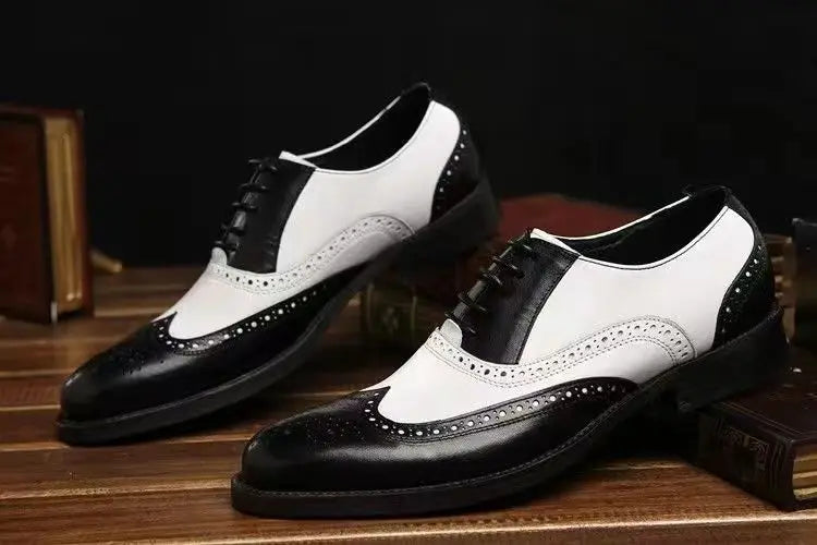 Men's Leather Shoes New Brogue Carved Large Size Shoes for Men Color Matching Quality Business Drive Men's Dress Leather Shoes