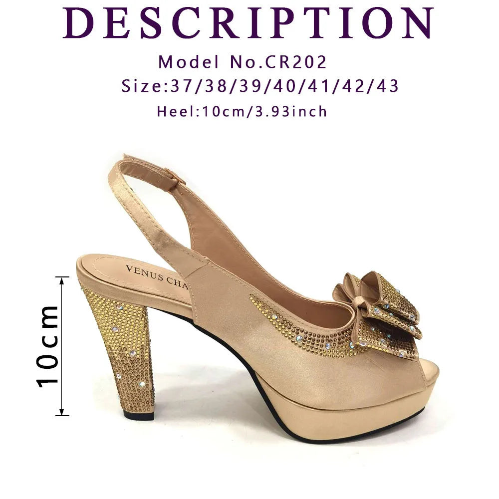 High Quality 2024 Newst Hot Selling Pointed Toe Slingback Sandals with Bag Set in Coffee Color For Women Wedding Party
