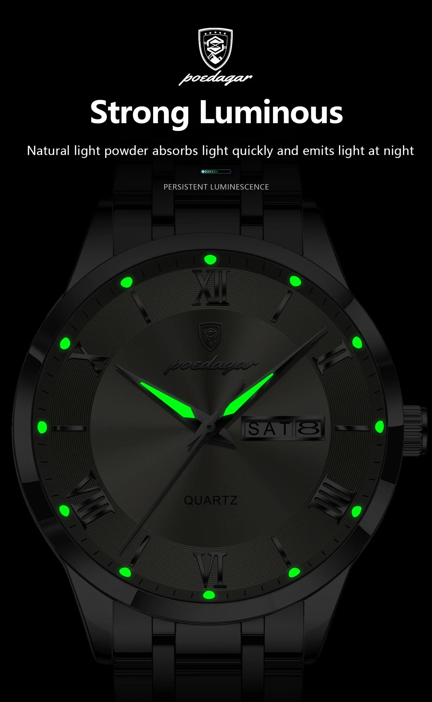 Luxury Fashion Men Clock Waterproof Luminous Week Date Sports Man Wristwatch Stainless Steel Men's Quartz Watches Reloj