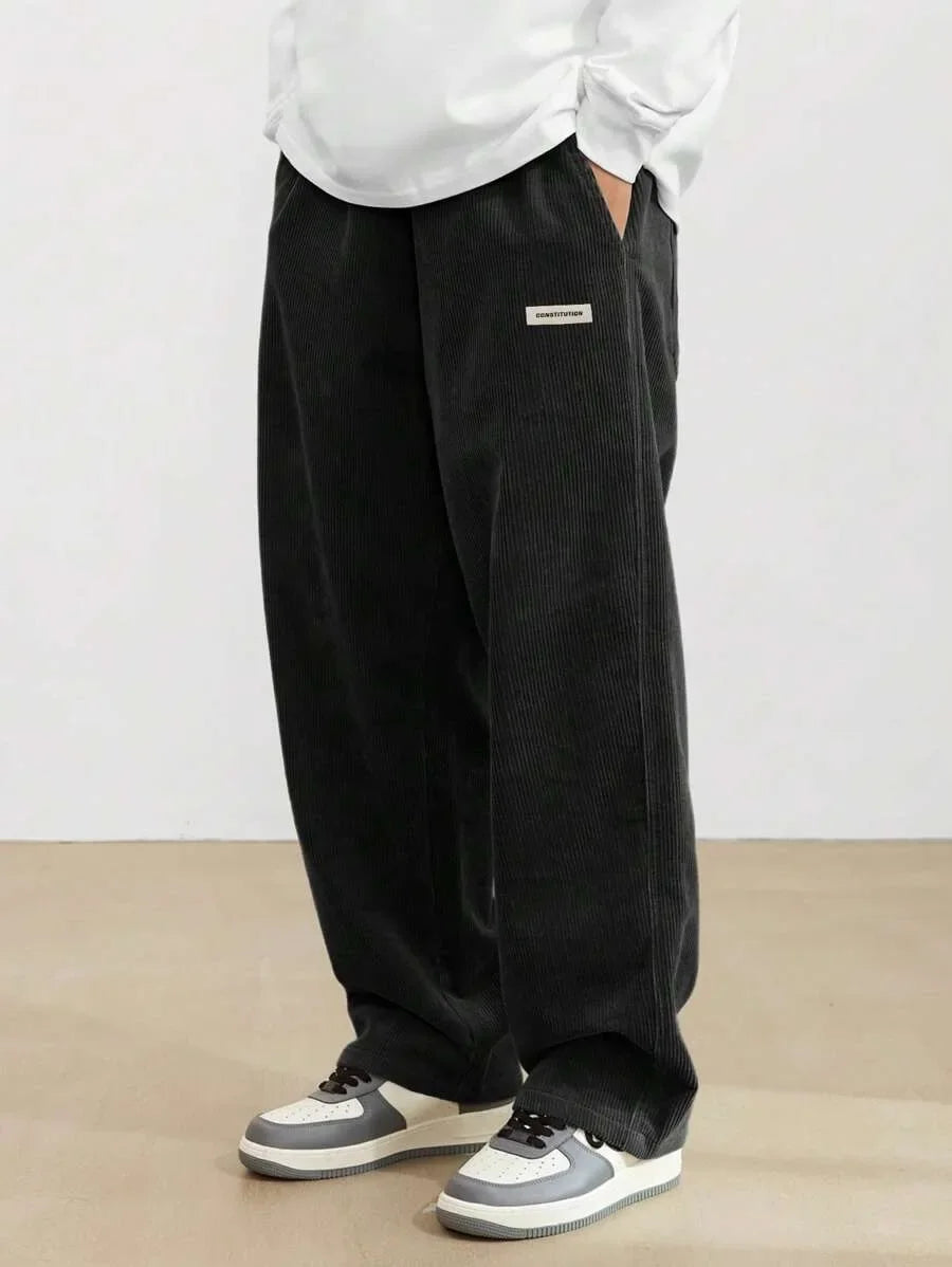 Men’s Corduroy Loose Fit Pants – Elastic Waist
