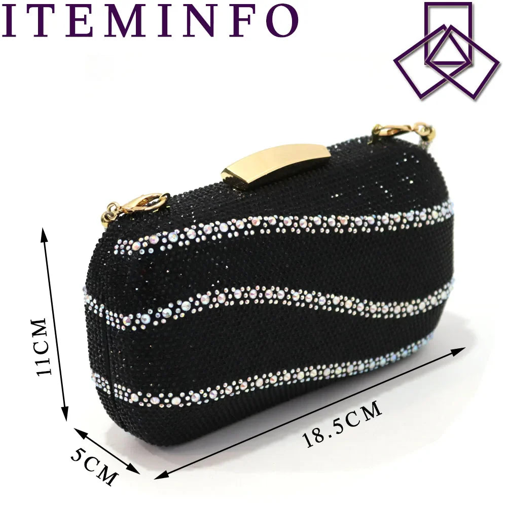 Venus Chan Shoes for Women 2023 Pointed Toe Black Heels Rhinestone Chain Party Sandals Italian Shoes and Bags Matching Set 2023