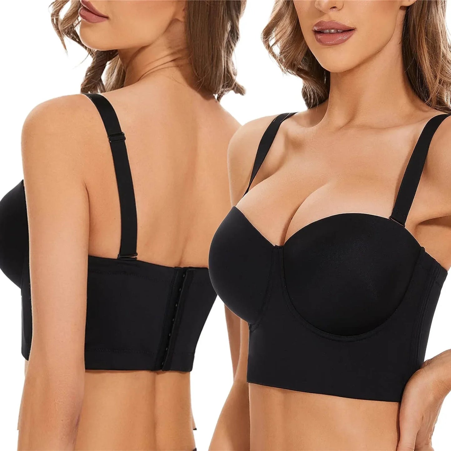 Anti Sagging Bralette Bras For Girls Women Low Back Slip Strapless Bra Longline Way Push Up Bra Open Back Wedding Underwear 섹시