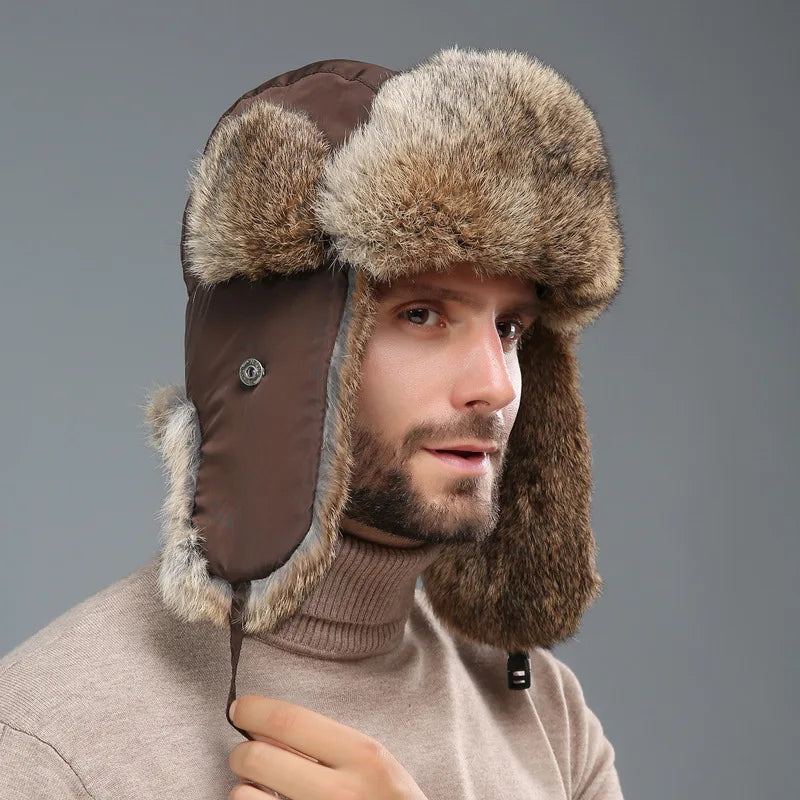 Unisex Soft Outdoor Windproof Super Warm Faux Fur Bomber Hats