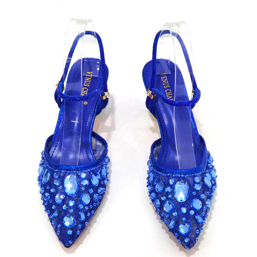 Women's Italian Diamond Lace Designer Matching Shoe and Bag Set