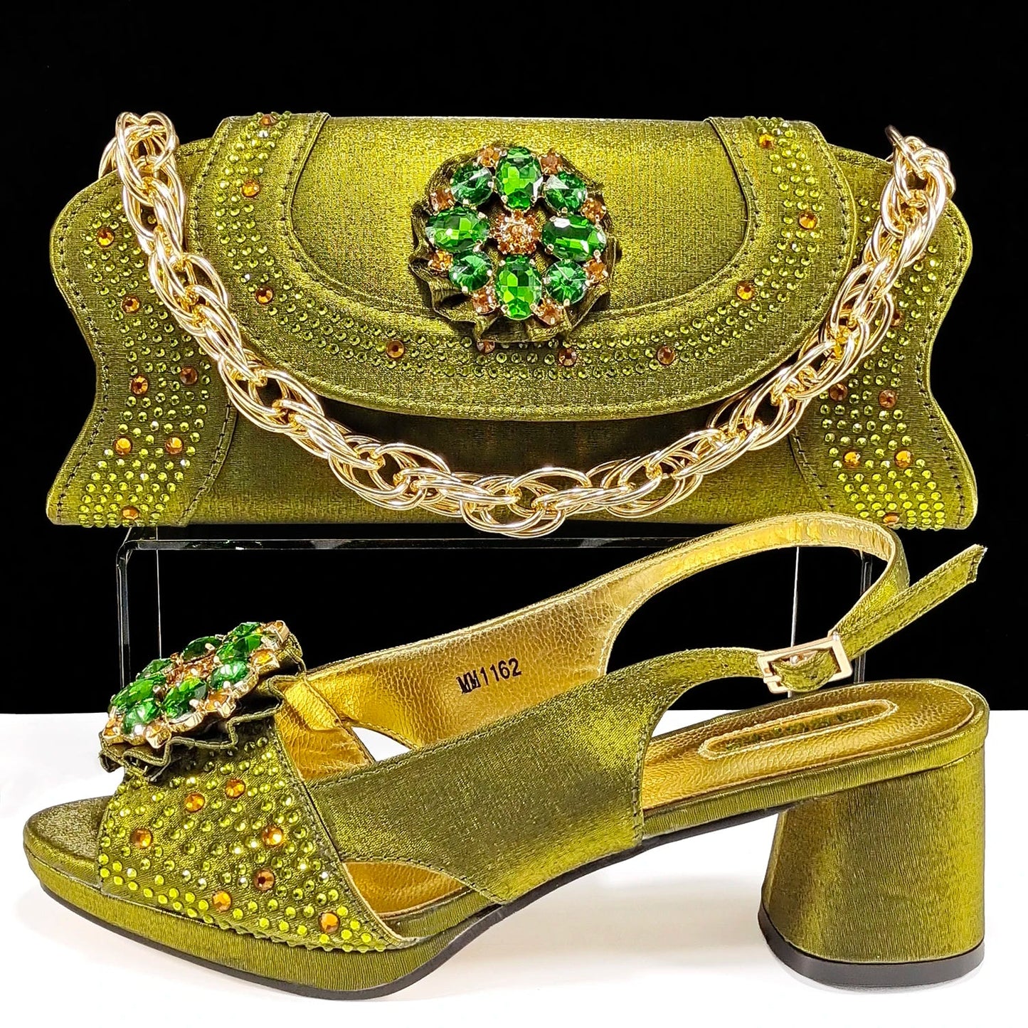 Queena Yan Luxe Peep-Toe Heels & Long Small Bag Set Nigerian Party Shoes and Bag –Comfortable Women's Shoes for Elegant Events