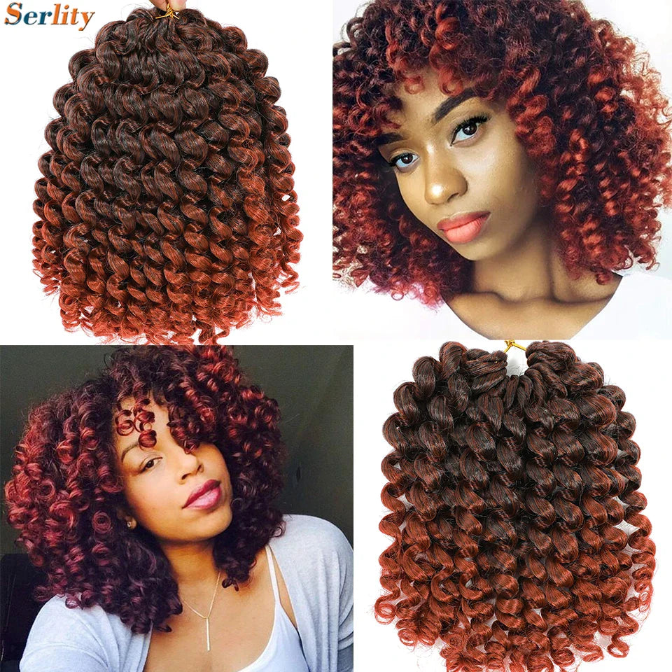 3 Packs Wand Curl Jamaican Bounce Crochet Hair 8inch T Purple 27 30 350 Bug Ombre Blonde Synthetic Jumpy Wand Curly Hair 60Roots