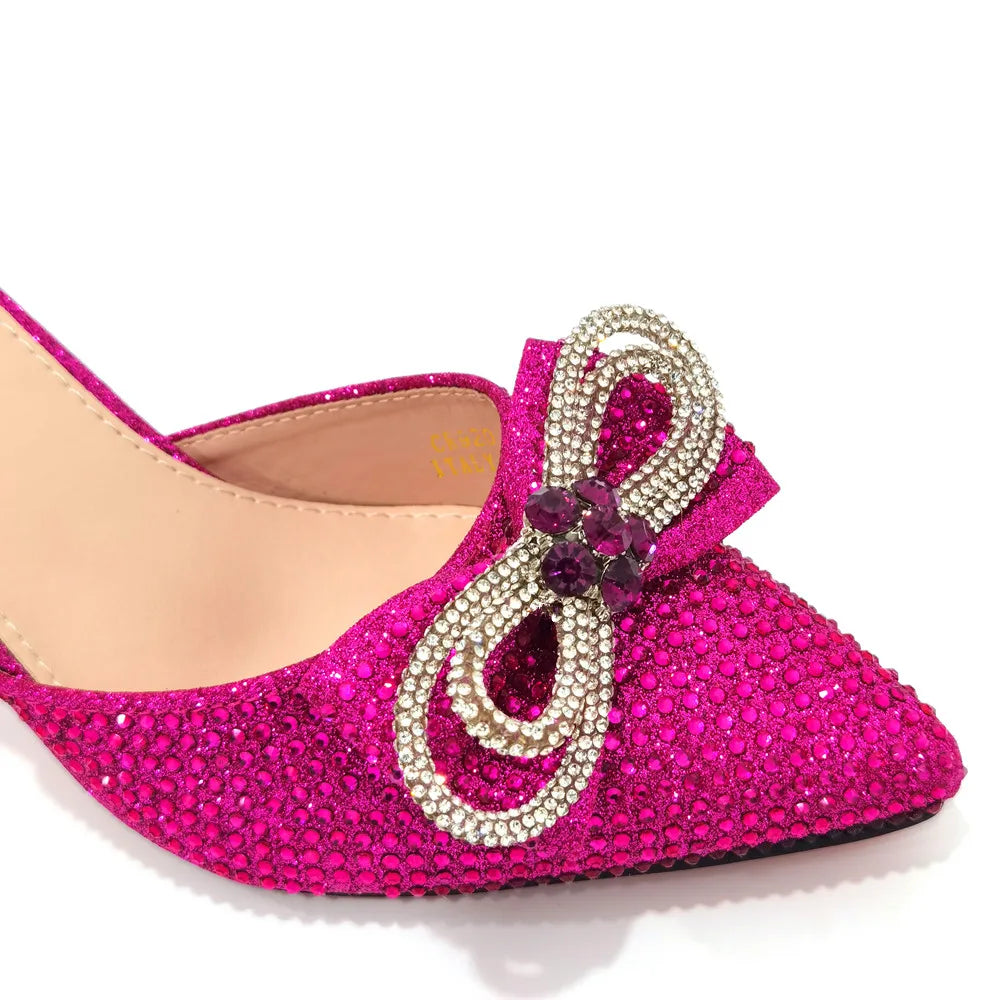 Women's High Heel Pointed Toe Sandals Party And Wedding Shoes and Bags Set
