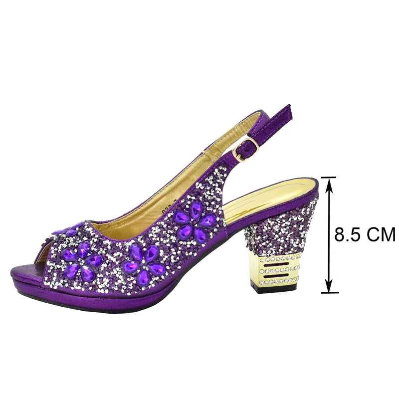Italian Shoes and Bags Matching Set with Rhinestone Plus Size Shoes Luxury Italian Shoe and Bag Set 2025 Wedding Shoes Bride