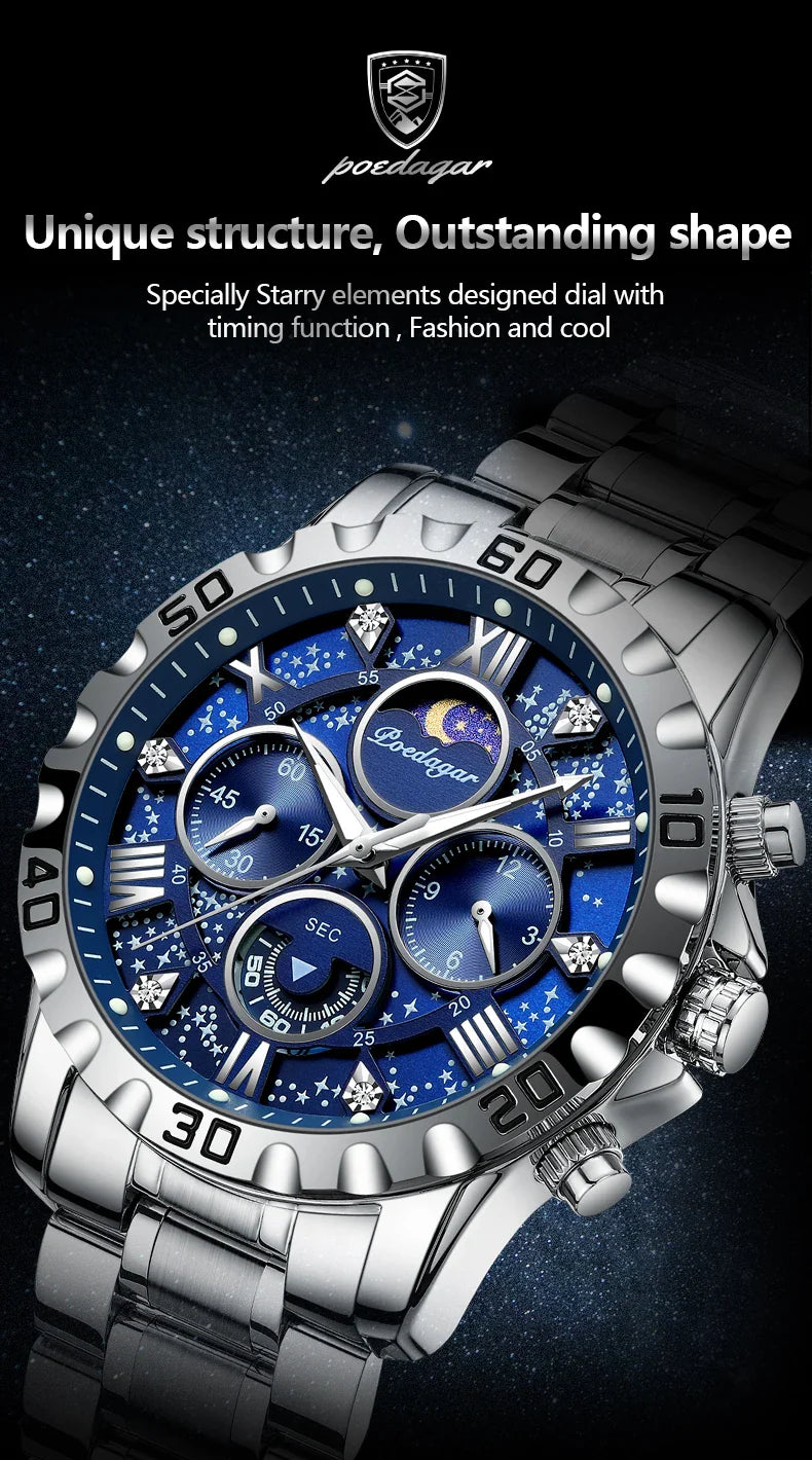 Luxury Watch for Man Quartz Sports Men Watch Waterproof Luminous Stainless Steel Chronograph Men's Watches Clock Reloj