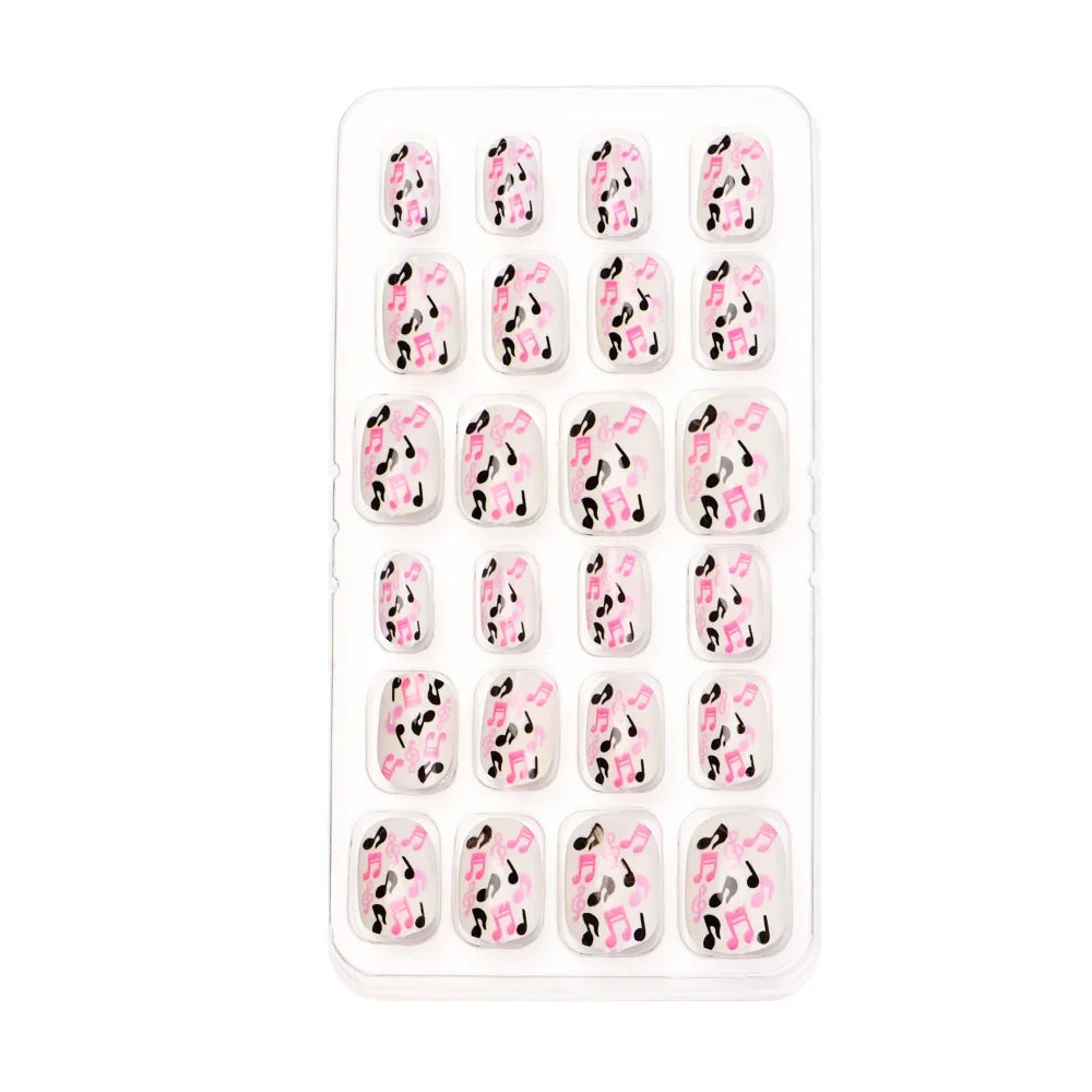 24Pcs/Set Kids Candy Flower Cute Fake Nails Detachable Full Cover False Nails Press On Nails Children Girls Nail Decoration Gift