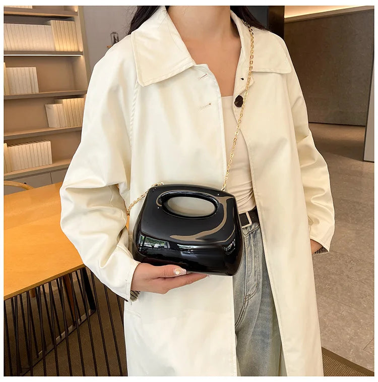 Golden Acrylic Women Hobo Bags Luxury Designer Clear Beach Handbags Dinner Party Wedding Round Top Handle Evening Clutch Purse