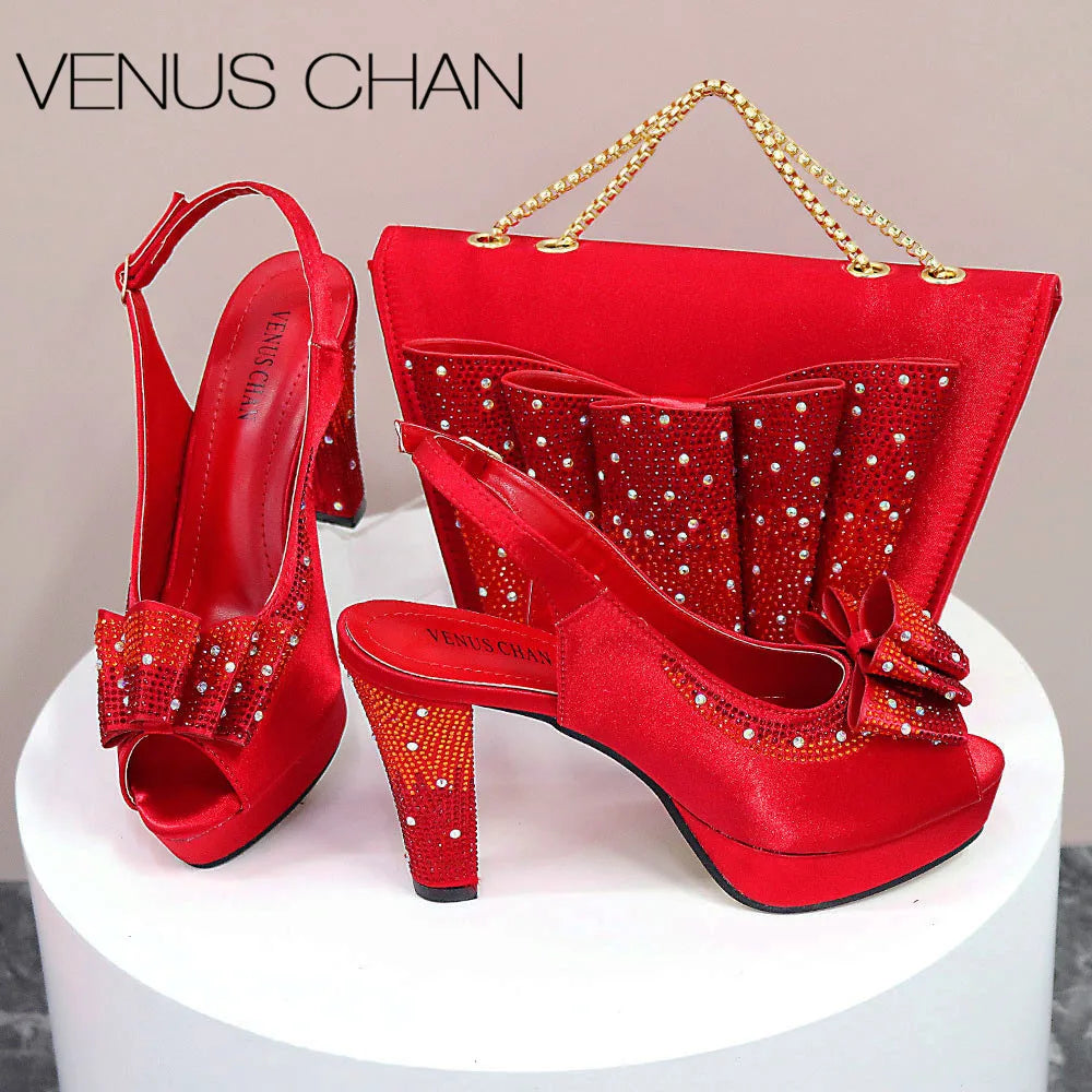 2024 High Quality Yellow Color Fish Beaked Toe Cap Thin Heels Ladies Shoes Matching Bag Set For Women Wedding Party Pump