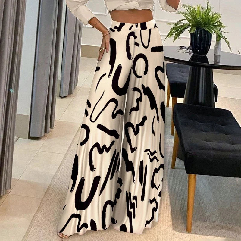 Women High Waist spring summer Long Pant  Wide Leg Trousers