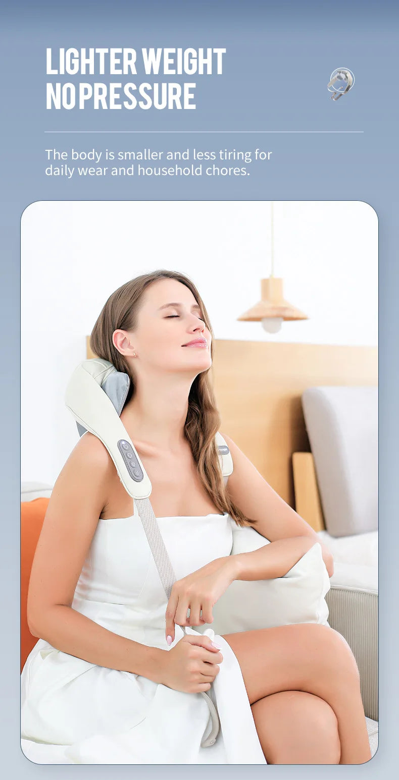 Wireless Neck And Back Massager Neck And Shoulder Kneading Massage Shawl Neck Cervical Relaxing Trapezius Massager