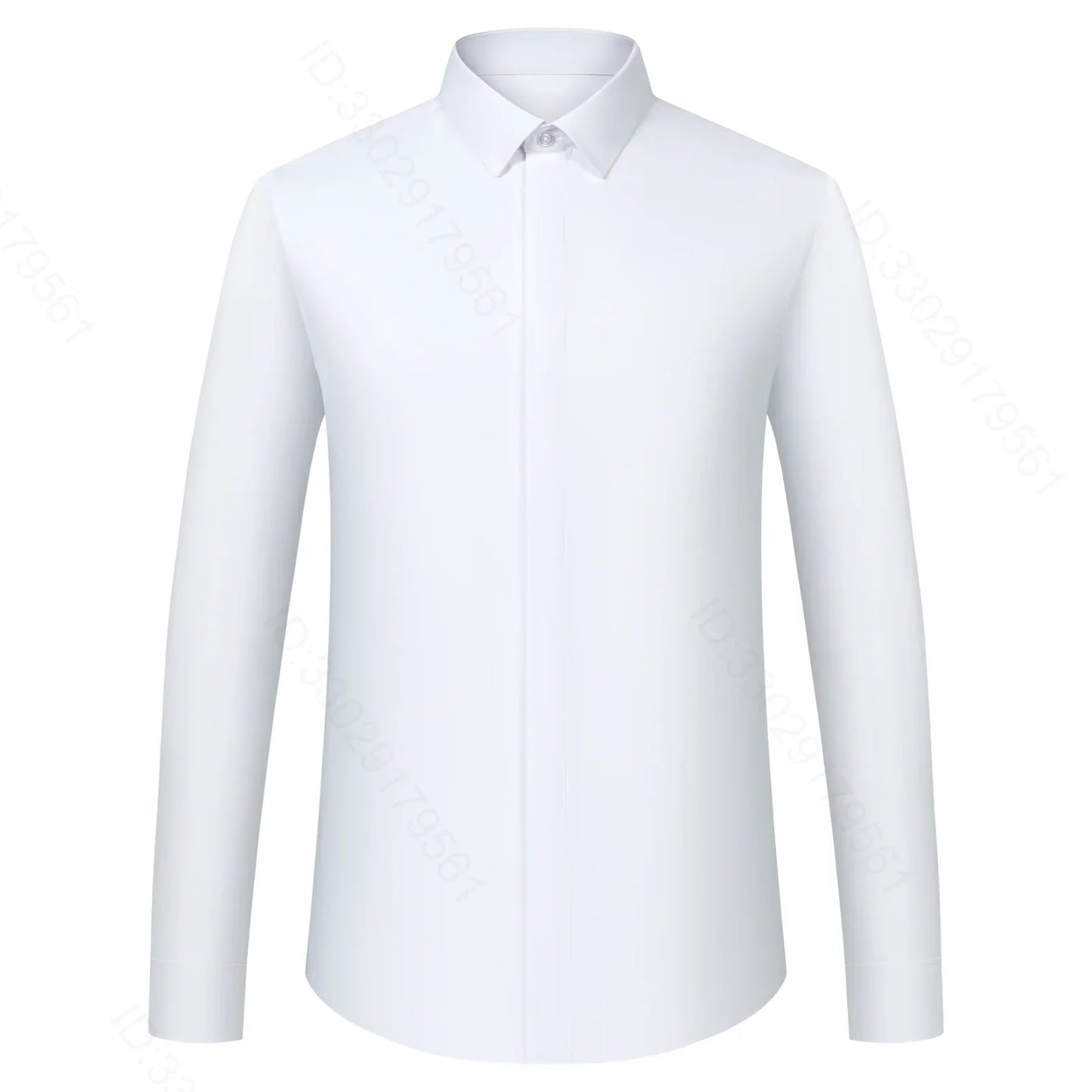 Men's Classic French Cuffs Solid Dress Shirt Fly Front Placket Formal Business Standard-fit Long Sleeve Office Work White Shirts
