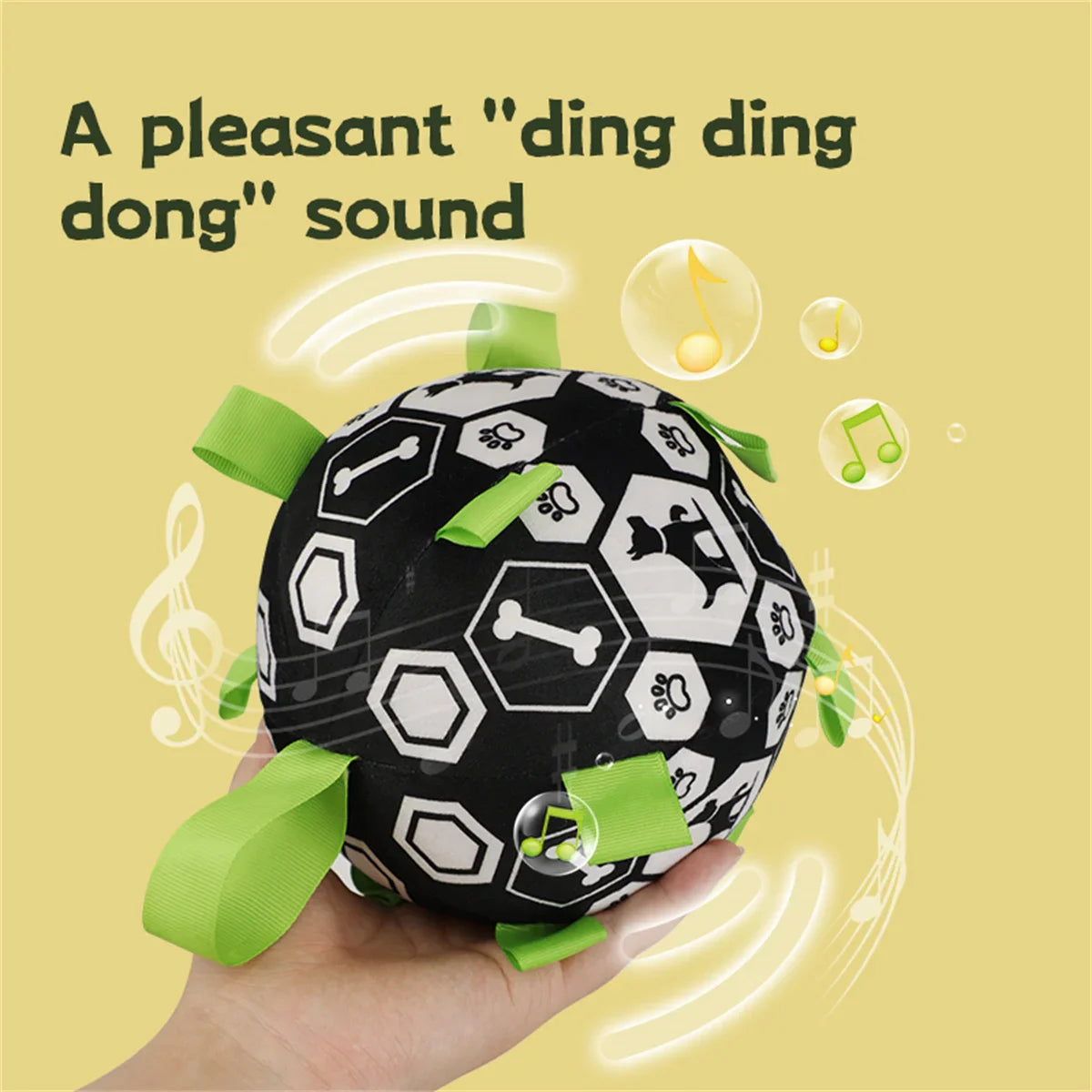 Interactive Dog Bell Ball Toy – Soft Fleece Training & Play Football