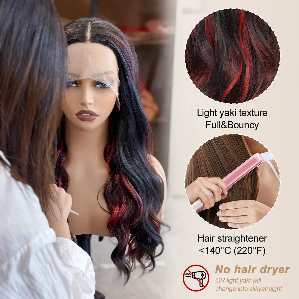 13x6 Body Wave Highlight Lace Front Synthetic Ombre 13x4 Lace Frontal Wigs Honey Blonde Colored Wigs For Women