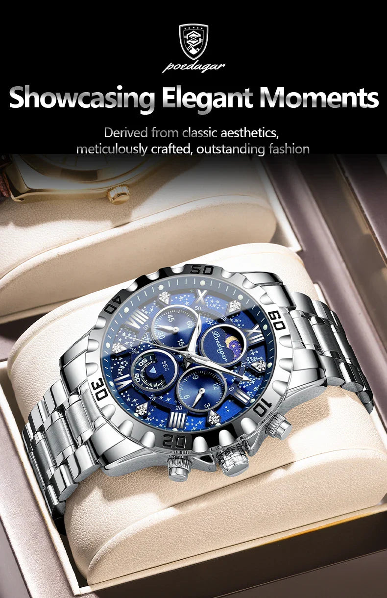 Luxury Watch for Man Quartz Sports Men Watch Waterproof Luminous Stainless Steel Chronograph Men's Watches Clock Reloj