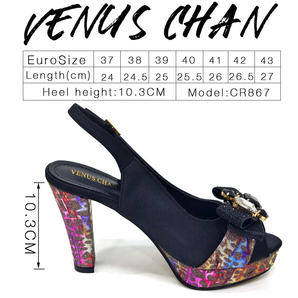 Elegant Women Heels for Party Open Toe Special Material Design Rhinestone Italian Only Sandals and Set to Choose 2024
