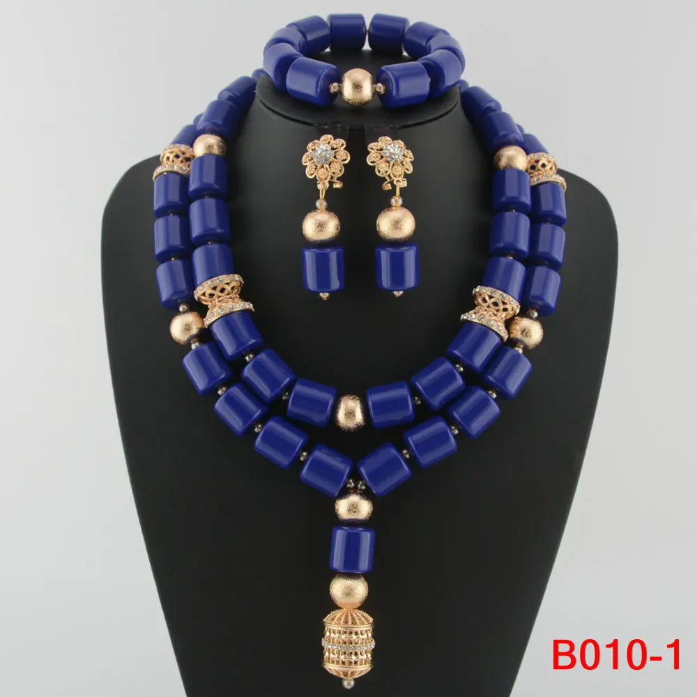 Latest African Wedding Resin Beads Fashion African Beads Jewelry Sets Hot Nigerian Wedding African Beads Jewelry Set