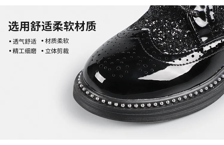 Boys Hollow Out silver Shoes Leather for Kids Party Wedding Dance Shoe Dress Toddler Fashion Children Shoes Flat Golden Autumn