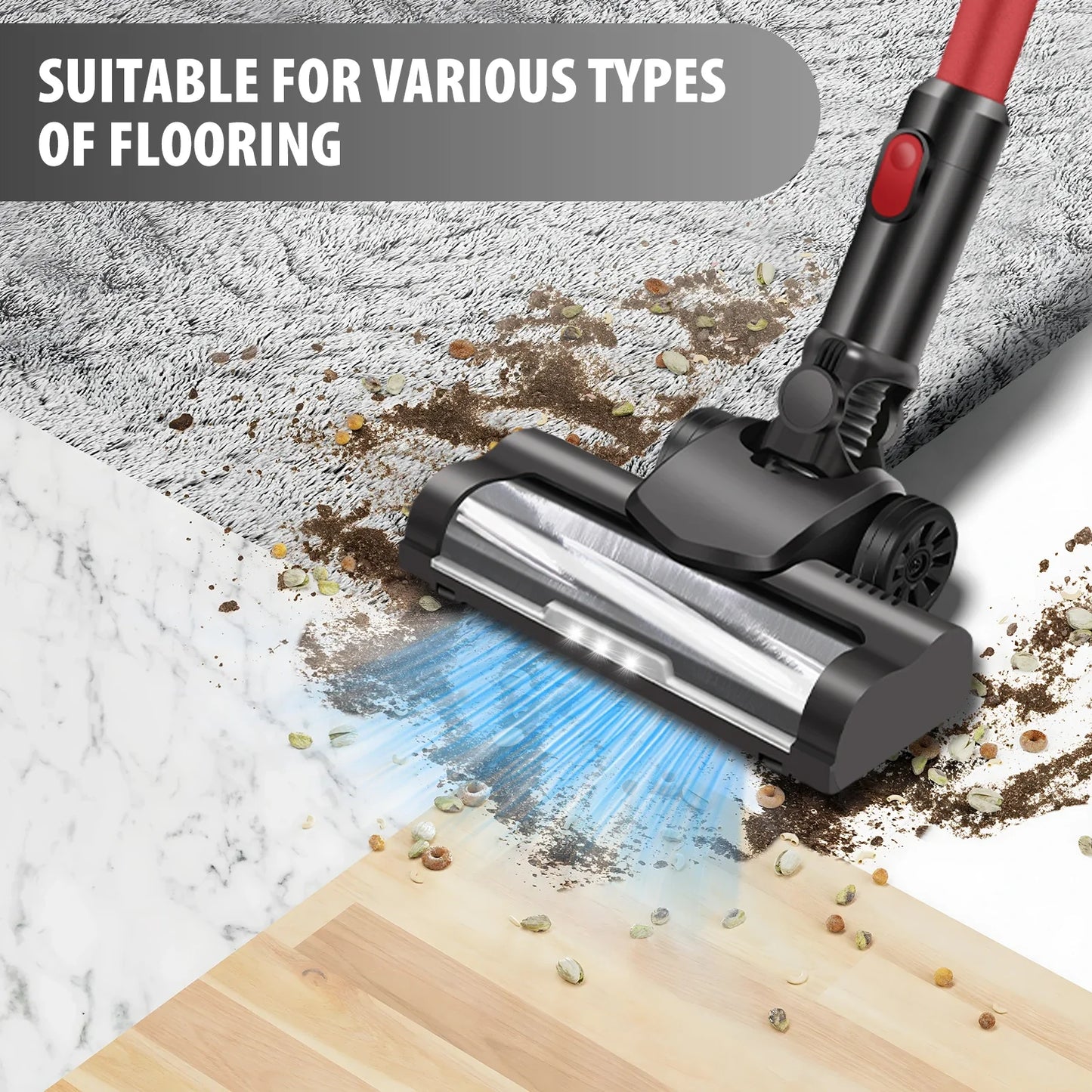 DayPlus Cordless Vacuum Cleaner,3800W 6 in 1,Lightweight Handheld Stick Vacuum,2 Speed 30KPa,for Home Floor Carpet Car Pet Hair
