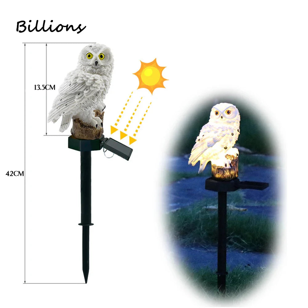 Solar Powered LED Owl Animal Home Artificial Flowers Garden Lights Waterproof