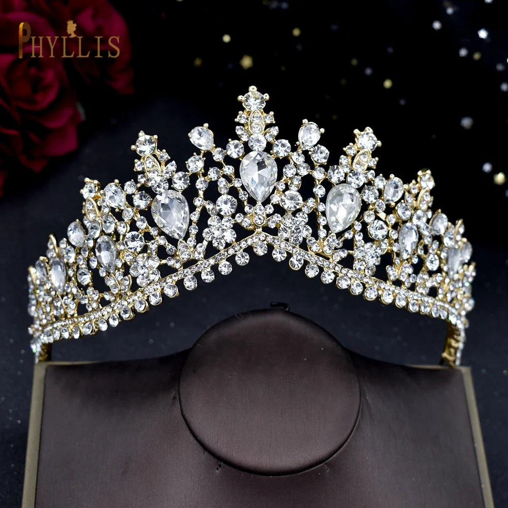 A195 Baroque Wedding Headband Crystal Bridal Crowns and Tiaras Hair Jewelry Accessories Women Rhinestone Headwears Queen Diadems