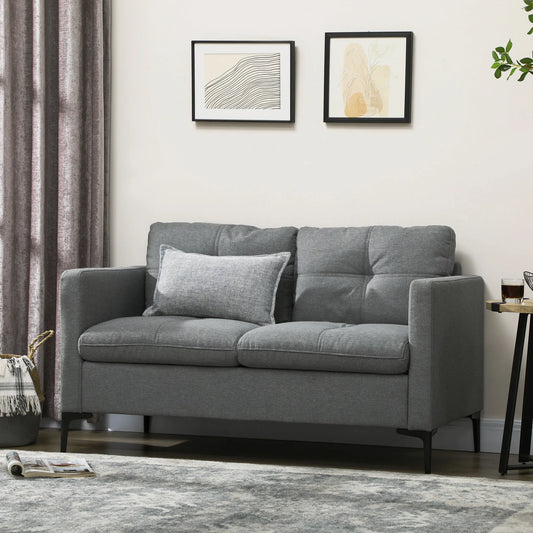 HOMCOM Modern 2 Seater Sofa – Upholstered Loveseat for Living Room