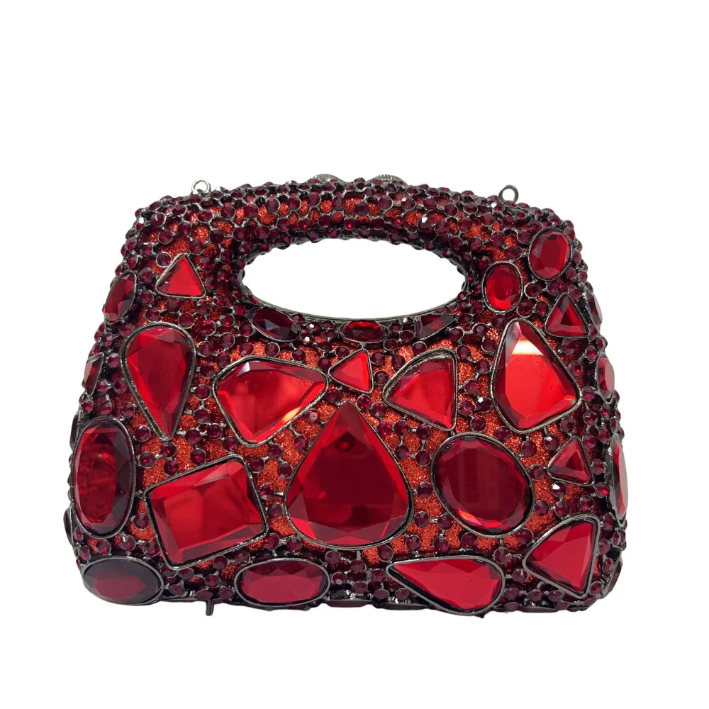Women's Gold Crystal Clutch Purse