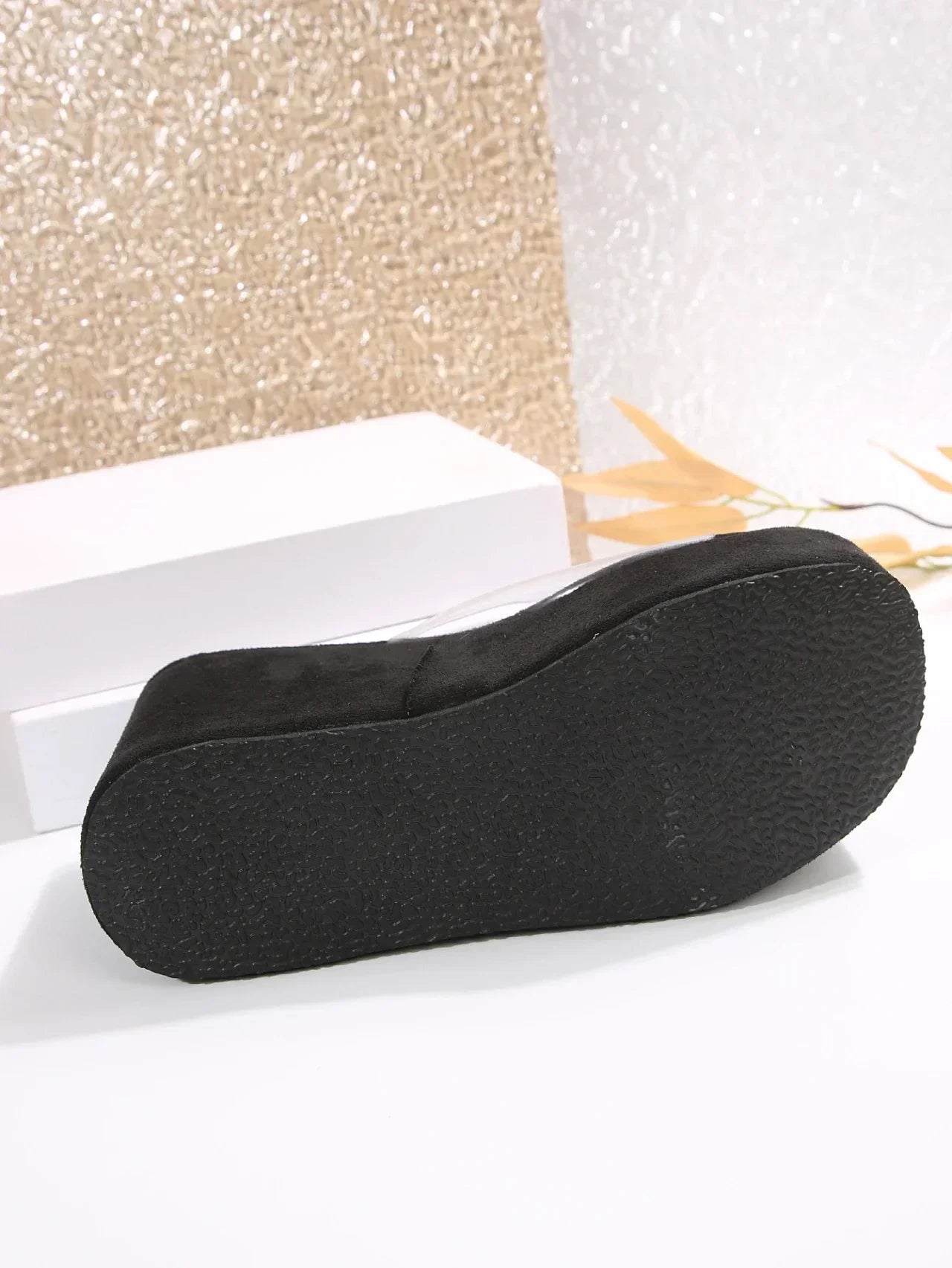Trade Big Size New Style One-Strip Transparent Toe Exposed Platform Thick-Heeled Waterproof Platform Slippers Women's Slippers