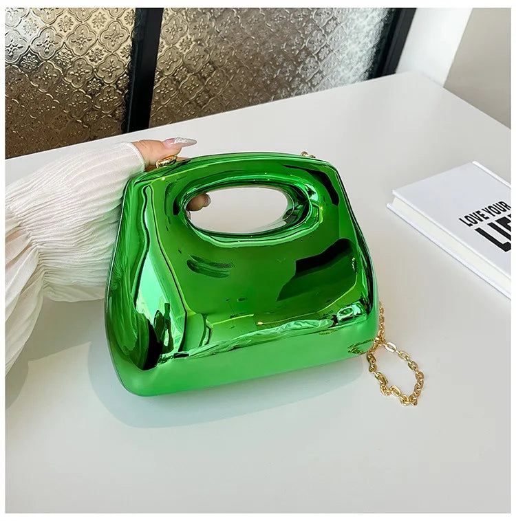 Golden Acrylic Women Hobo Bags Luxury Designer Clear Beach Handbags Dinner Party Wedding Round Top Handle Evening Clutch Purse