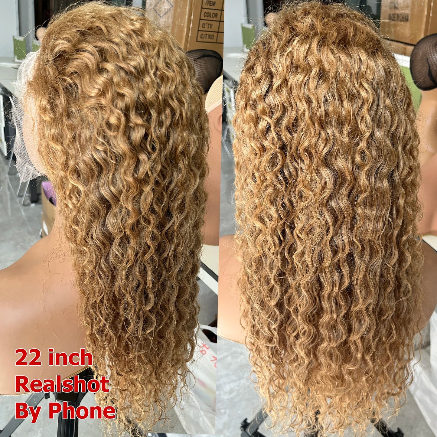 Honey Blonde Water Wave 4x4 Lace Front Wig 100% Human Hair Wigs for Women 13x4 Pre-Plucked Transparent Lace Remy Hair Bobbi
