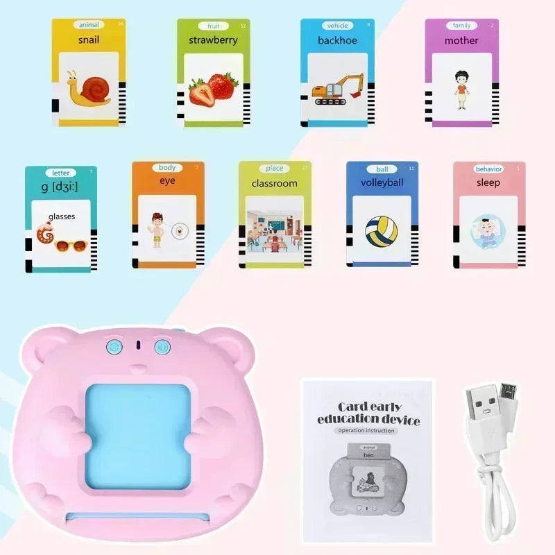 Kids Talking Flash Cards Learning Machine - Interactive Language Learning Toy for English, Spanish, French & German | Educational Audio Book for Toddlers & Kindergarten