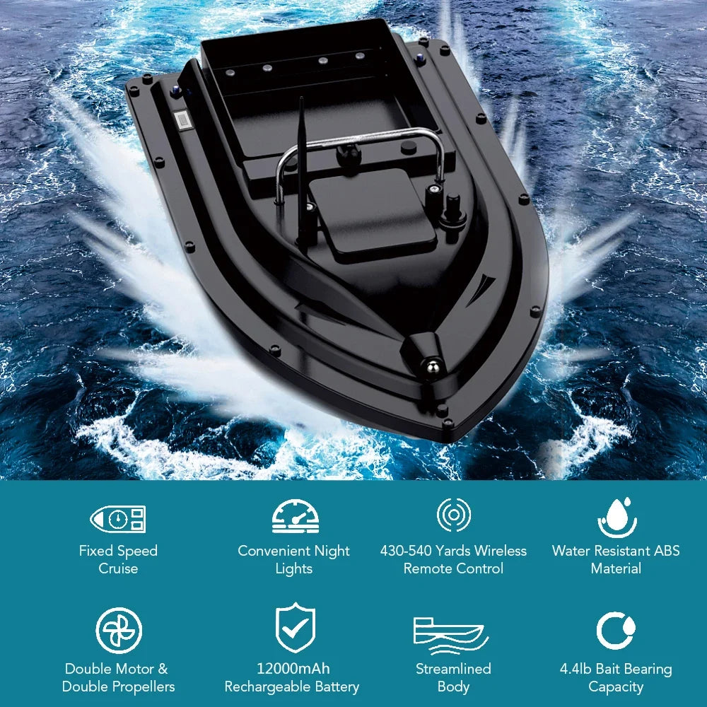 D16 Fishing Bait Boat with Large Bait Container Automatic Bait Boat with 400-500M  For OutdoorRemote Range 10000mAh/5200mAh