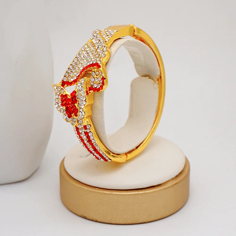Latest Italian Dubai Gold Color Ladies Full Crystal Necklace Jewelry Set Simple Ring Bracelet Earrings African Jewelry Wedding